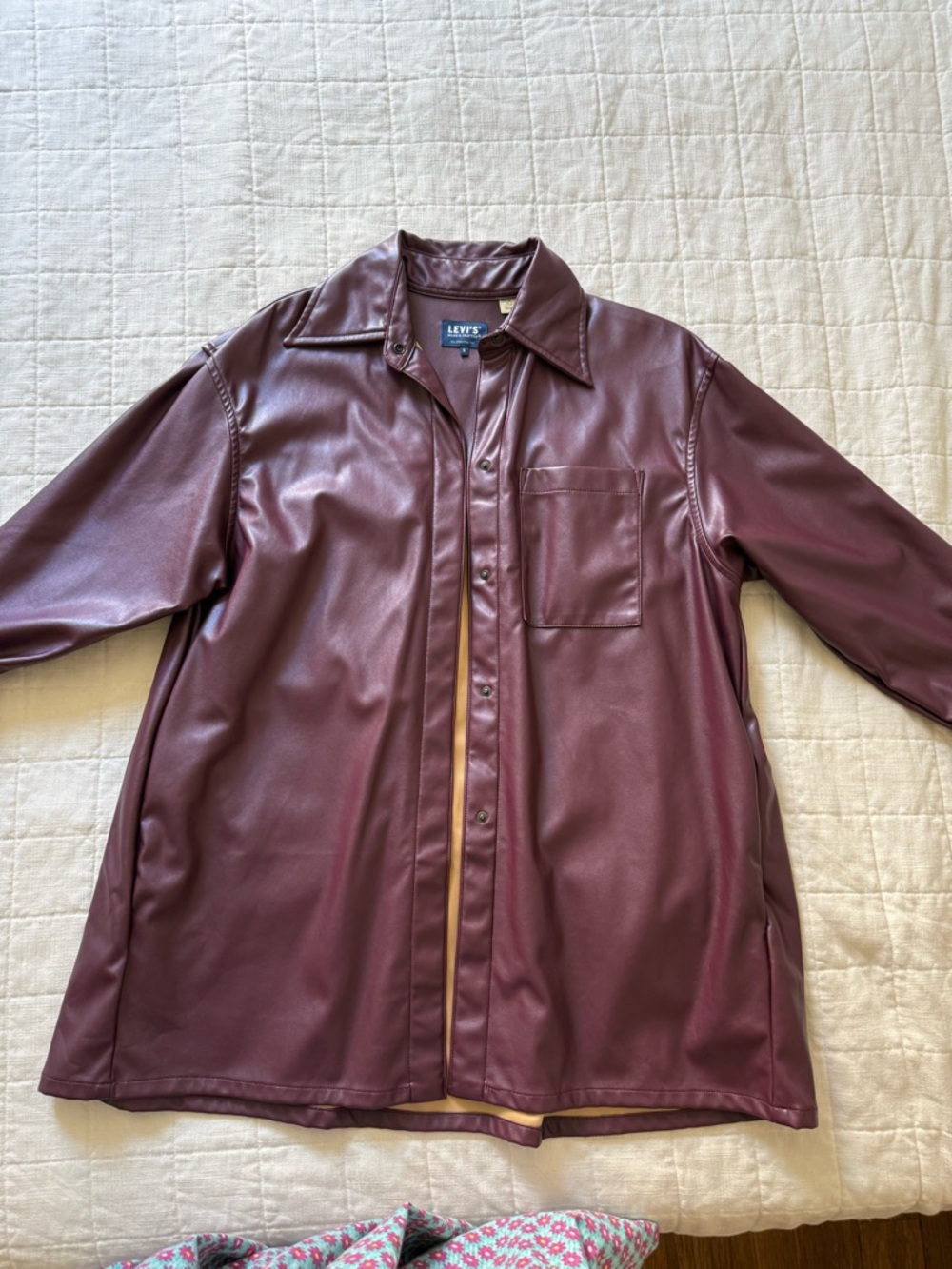 Levi's Burgundy Faux Leather Button-Up Jacket - SIZE SMALL - LIKE NEW